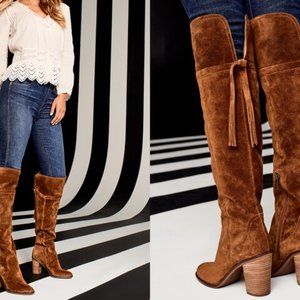 FRANCO SARTO ELNORA OVER THE KNEE BOOTS WITH BOHO FRINGE SIZE 7